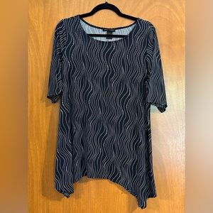 Susan Lawrence navy polka dot hi lo tunic